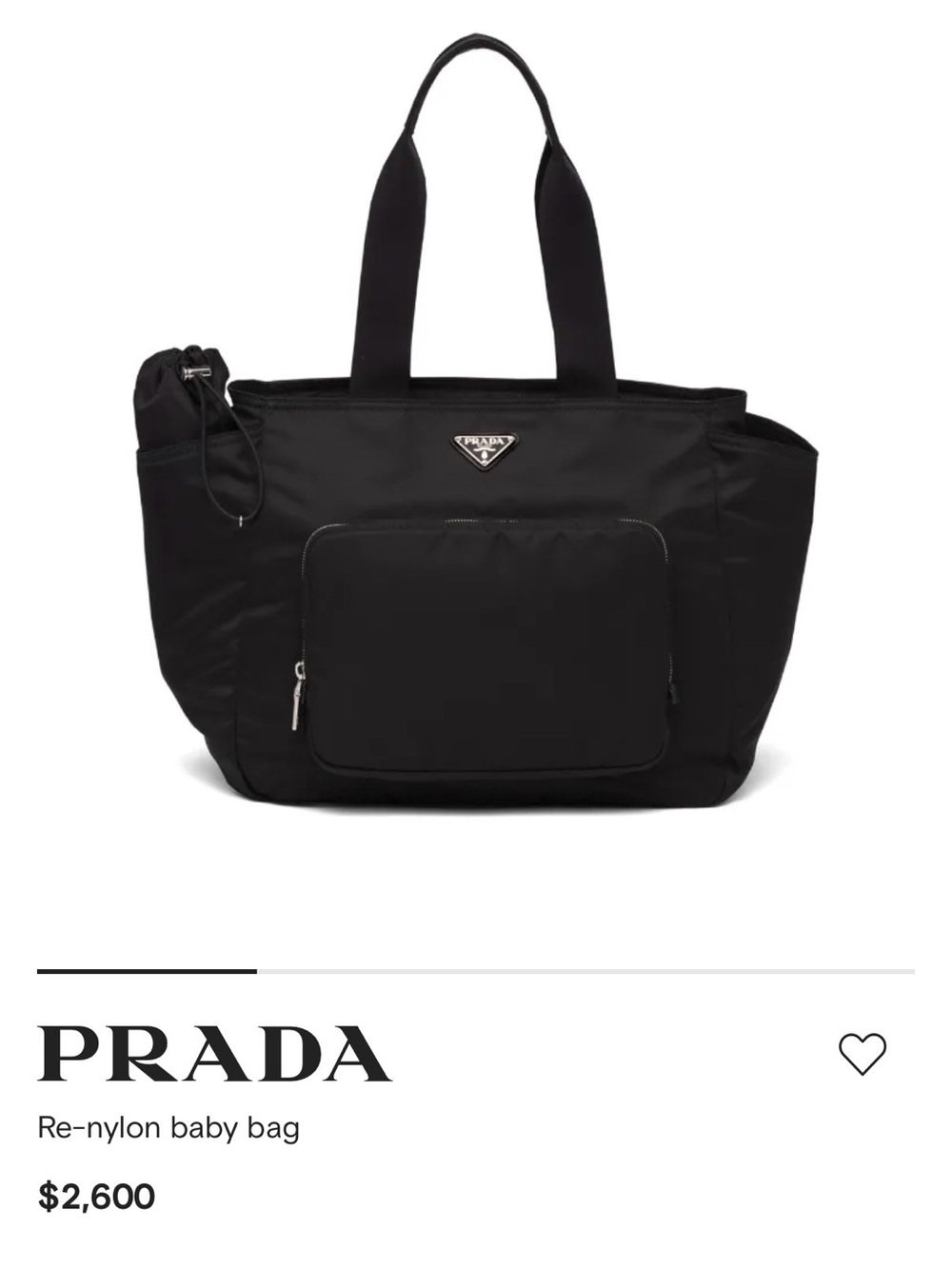 Prada Black Re-Nylon Tote Baby Bag